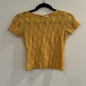 Kids Girls ZARA Yellow  Blouse Short Sleeve with Button on the Back Size 10